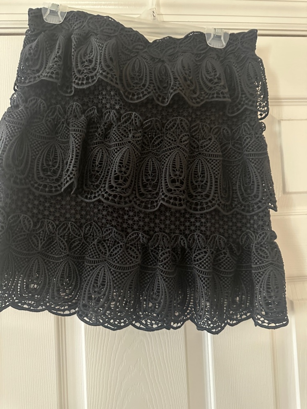 Self-Portrait Black Tiered Lace Mini Skirt
